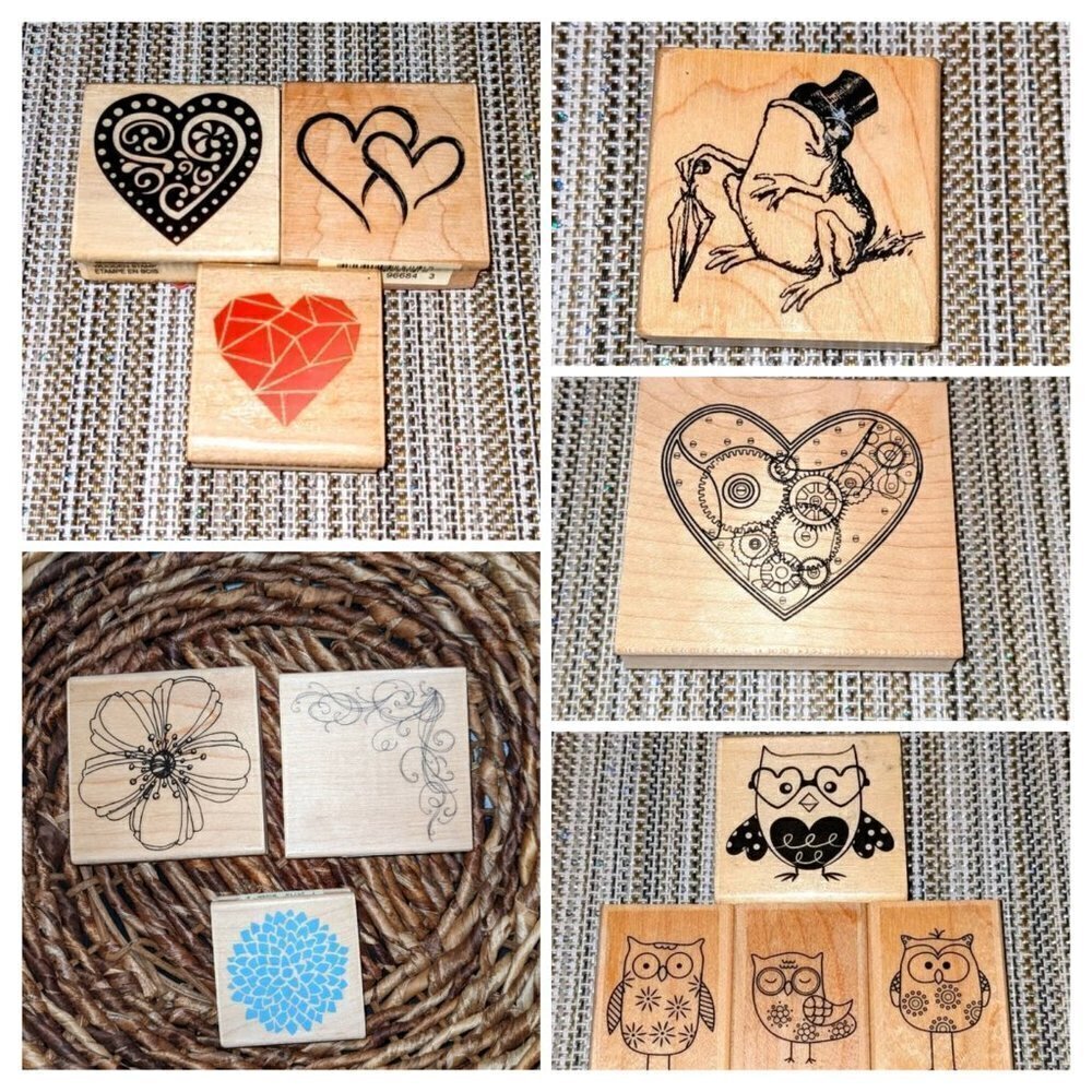 Fancy Toad, Owls & Hearts Variety Pack Rubber Stamps (x12)